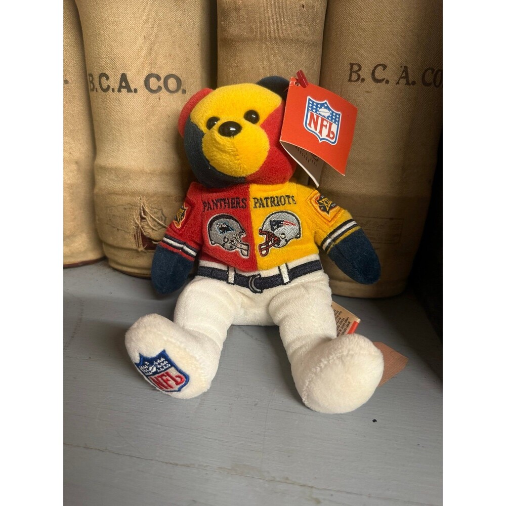 Vintage Team Beans Super Bowl XXXVIII Bear Plush Panthers Patriots 2004 NFL NWT